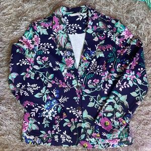 NWOT Isaac Mizrahi Live 24/7 Floral Stretch Button Up Blazer / Jacket Size Large